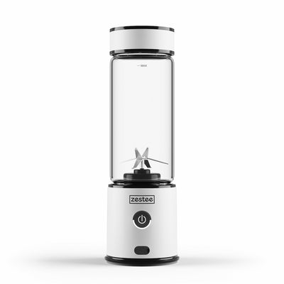 Zestee portable blender, white, USB rechargeable, 450ml glass cup